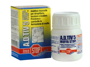 A.d.tiv 5 muffa stop - ml.250 flacone diluire in lt.10/14 idropittura - è un additivo universale per tutti i tipi di idropitture, trasforma una normale idropittura in un prodotto con caratteristich...