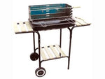 Barbecue rettangolare con piani legno california - bracere cm.60x40 - altezza di cottura cm.72,5, griglia di cottura in acciaio cromato con maniglie, regolabile in 4 posizioni, griglia di riscald...