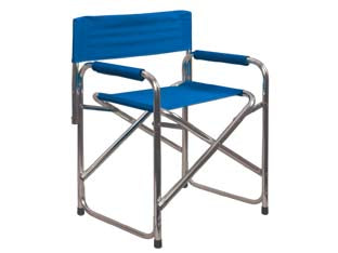 Sedia regista in alluminio blu - cm.56x47x78h. - struttura tubolare ø cm.2,4 completa di copribraccioli, tessuto in colore blu