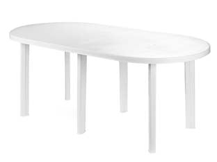 Tavolo da giardino tavolo 180 bianco cm.181x90x72h. - cm.181x90x72h. - peso kg.13,4 - componibile ovale in polipropilene, 6 gambe per una maggiore stabilità