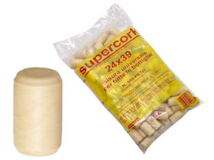 Tappo sintetico in similsughero supercork mm.24x39 - mm.24x39 supercork, in busta da pz.100 - uso alimentare