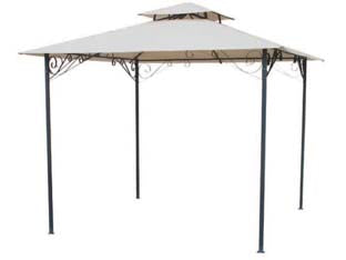 Gazebo ornamentale - cm.300x300x280h. - struttura in metallo color antracite, copertura antivento in poliestere beige A-08