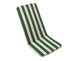 Cuscino cipro a righe verdi per sedia ripiegabile - cm.48x110h. spessore cm.3 - tessuto in cotone (adatto per cod.117432), righe bianco/verde