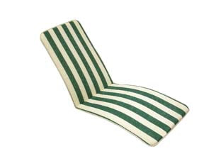 Cuscino capri a righe verdi per poltrona pieghevole - cm.49x157h. spessore cm.3 - tessuto in cotone, righe bianco/verde