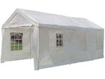 Gazebo carport bianco - cm.300x600 - struttura tubolare in acciaio ø mm.38 verniciata di bianco, copertura in poliestere gr.160, pareti laterali gr.150 con finest...