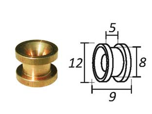 Passafilo in ottone per testine con sede - ø mm.9, ø esterno mm.12 - Nessuna Descrizione per questo prodotto