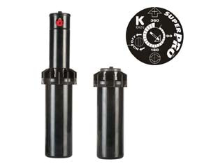 Irrigatore pop-up k-rain super pro dinamico da 3/4 s075 ugello 2,5 - attacco 3/4', alzo cm. 10 - pressione di esercizio min 2,1 bar max 4,8 bar, portate ugelli da 1,70 l/min a 35,96 l/min, settori regolabili da 40° a 360°,...