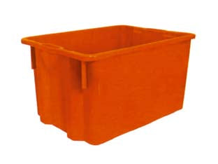 Cassa in polipropilene sovrapponibile inseribile - lt.65 cm.63x44x34h. - colore arancio