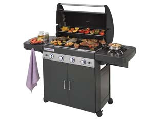 Barbecue gas 4 bruc. + fornello cm.78x45 4 series classic ls plus dg - bracere cm.78x45 - misure cm.137x60x116, potenza 12,8+2,3 Kw, consumo gas 931+167 g/h -doppia alimentazione con 4 bruciatori in acciaio inox, fo...