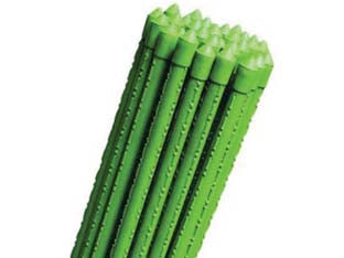 Canna in acciaio plastificata - mm.8x600h. - interno acciaio, esterno plastificato rigato, colore verde