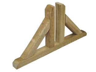 Base piede doppio per tralicci in pino impregnato - cm..60x4,5x30h. - per pannelli legno, in kit