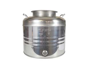 Fusto inox per olio graffato lt.30 - ø mm.310x480h. - acciaio inox, con tappo a vite e predisposizione attacco per rubinetto da 1/2'