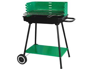 Barbecue rettangolare con ruote montana - bracere cm.47x24 - altezza di cottura cm.68, griglia di cottura in acciaio cromato con maniglia, regolabile in 4 posizioni, grata reggicarbone i...