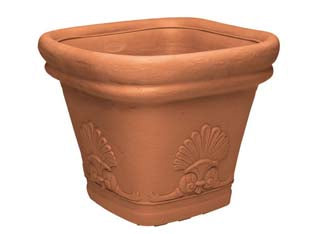 Vaso zeus quadro festonato - 30, cm.31x31 h.28 - in plastica, color terracotta