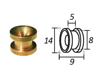 Passafilo in ottone per testine con sede - ø mm.9, ø esterno mm.14 - Nessuna Descrizione per questo prodotto