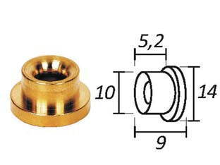 Passafilo in ottone per testine con sede - ø mm.9, ø esterno mm.14 - per testina 'Batti e Vai'