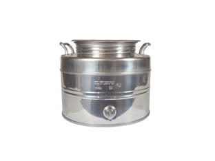 Fusto inox per olio graffato lt.10 - ø mm.310x240h. - acciaio inox con tappo a vite e predisposizione attacco per rubinetto da 1/2'