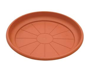 Sottovaso tondo erica - ø cm.14x2,6h. - in plastica, colore terracotta