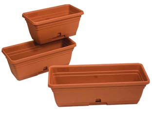 Balconetta maximelissa con riserva acqua - cm.45x25x21h. - in plastica, colore terracotta