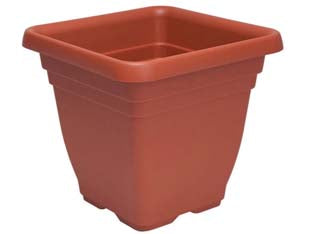 Vaso quadro laurus - cm.45x45x40h. - in plastica, colore terracotta