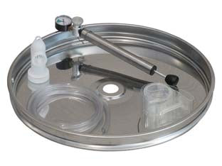 Galleggiante ad aria inox completo - ø mm.420 per contenitore inox da lt.100 - completo di sistema gonfiaggio e valvola di sfiato e camera d'aria, - galleggianti fino a lt.500 spessore acciaio inox mm.0,6...