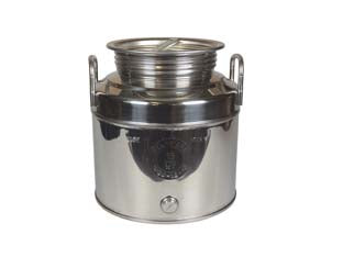 Fusto inox per olio graffato lt.15 - in acciaio inox 18/10 AISI 304 con maniglie, tappo a vite e predisposizione rubinetto