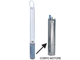 Corpo motore p/elettropompa sommersa 4 monof. 4os07m235/c kw 0,75 - alimentazione 220-240V monofase, IP68, bagno d'olio riavvolgibile, motore monofase sommerso a bagno di liquido refrigerante, ...