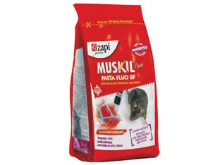 Topicida muskil next pasta fluo rossa gr.150 - busta con zip gr.150 - esca rodenticida in pasta con cereali pronto all'uso di ultima generazione confezionata in singole dosi da gr.15 per uso non ...