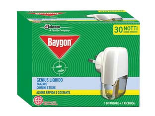 Baygon genius elettroemanatore base + ricarica liquida 30 notti - protezione costante per tutta la notte contro le zanzare comuni e le zanzare tigre, per risultati ottimali attivare il prodot...