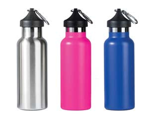 Borraccia termica per bevande calde/fredde in acciaio inox cl.50 - fucsia - in acciaio inox 18/10, con moschettone e custodia