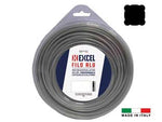 Filo per decespugliatore in nylon quadro alu - ø mm.2,7 in matassa da mt.15 - particolarmente resistente, con ossido di alluminio, uso professionale, profilo quadro, colore grigio extra luminoso, blister...