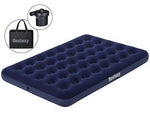 Materasso gonf. airbed blu floccato matrimoniale con pompa elettrica - cm.191x137x22h. - (art.67287) - con pompa elettrica Sidewinder 62056 e sacca