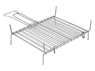 Griglia doppia a barre verticali - cm.25x25 -11 barre - griglia doppia in acciaio cromato, impugnatura superiore e inferiore, con piedini superiori e inferiori