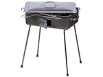 Barbecue fornacella grande - cm.37x27x55h. - griglia e coperchio in acciaio cromato, gambe richiudibili, sportello per rimozione cenere