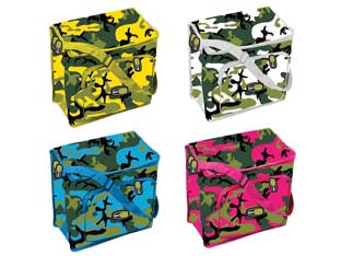 Borsa termica camouflage - capacità lt.6 - in poliestere 600D con interno in alluminio, isolamento ad alta densità mm.8 di spessore in schiuma di polietilene, stampa co...