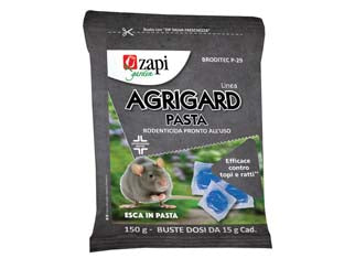 Topicida agrigard pasta blu gr.150 - busta con zip salva aroma da gr.150 - esca rodenticida pronta all'uso in pasta singolarmente confezionata in bustine di carta filtro da gr.15, indicato per: deratt...