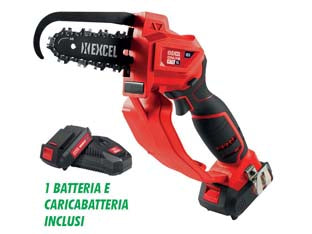 Elettrosega potatura  a batteria litio 18v barra cm.15 only1 - 1 BATTERIA 18V 2,0AH E CARICABATTERIA INCLUSI, alimentazione 1 batteria 18v 2.0/4.0 Ah Litio, regolazione rapida tensione cat...