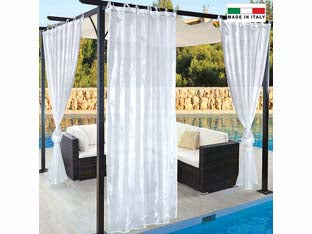 Tenda per gazebo velo con fettuccia e passanti cm.150x280h. bianco - bianco - 100% poliestere, adatta per applicazioni su gazebo e pergolati in legno, made in Italy