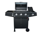 Barbecue a gas gpl 3 bruciatori + 1 fornello - cm.117x52x101h. - materiale acciaio verniciato, colore nero, zona cottura: cm.52x33, coperchio in acciaio verniciato alta termperatura, 2 grigl...