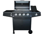 Barbecue a gas gpl 4 bruciatori + 1 fornello - cm.126x52x103h. - materiale: acciaio verniciato, colore nero, zona cottura: cm.60x33, coperchio acciaio verniciato ad alta termperatura, 2 grig...