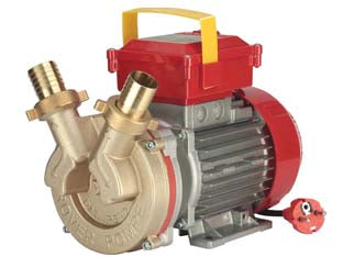 Elettropompa in bronzo bisenso da travaso rover 40 ce - Hp 1,0, tensione 230v, giri motore 1450 g/min, capacità max 85 lt./min., prevalenza max mt.15 in pressione, dimensione mm.230...