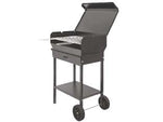 Barbecue rettangolare a carbonella doriano con ruote - griglia cm.47,5x37 - struttura realizzata in acciaio verniciato nero, spessore mm.1,20, griglia in acciaio cromato doppio spessore certificata per...