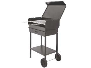 Barbecue rettangolare a carbonella doriano con ruote - griglia cm.47,5x37 - struttura realizzata in acciaio verniciato nero, spessore mm.1,20, griglia in acciaio cromato doppio spessore certificata per...