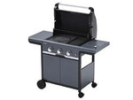 Barbecue gas 3 fuochi + fornello cm.62,5x40 select 3 exs - bracere cm.62,5x40 - misure cm.130x62x112h., potenza 9+2,3 kw -grill a gas GPL con 3 bruciatori in acciaio inox, consumo gas 655+157 g/h, accensio...