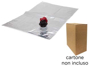 Bag in box sacca con tappo - per cartone lt.5 ns. cod.476065 - sacca realizzata con film metallizzato, utilizzabile sia per olio che per vino, cartone non incluso