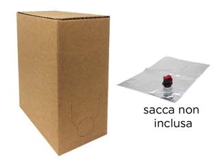 Bag in box cartone avana - per sacca lt.5 ns. cod.476041 - scatola in cartone neutro per bag in box, utilizzabile sia per olio che per vino, sacca non inclusa